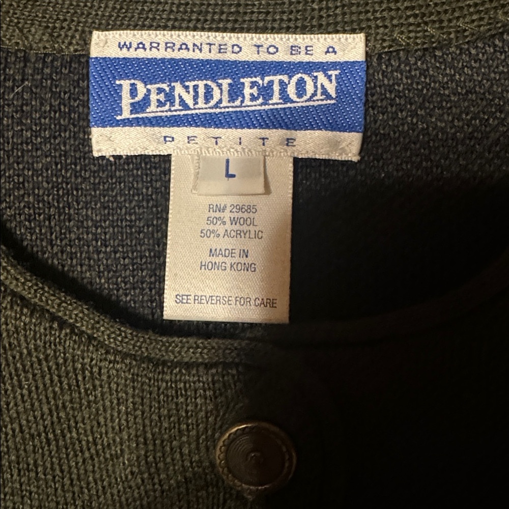 Pendleton Olive Green Embroidered Vest, Size Large Petite - Picture 2 of 5